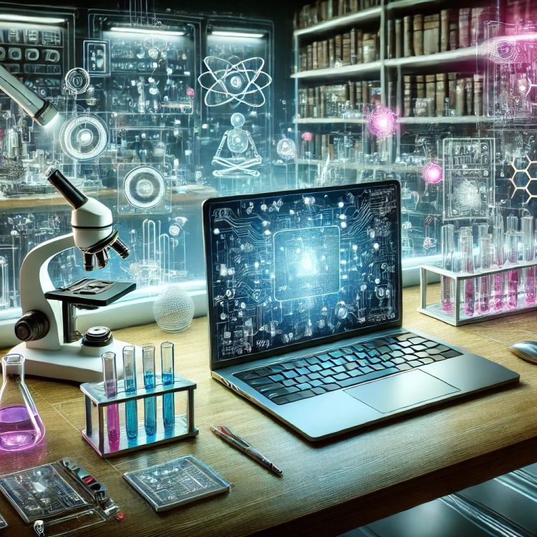 KI-generiertes Bild, das ein Experimentierlabor zeigt