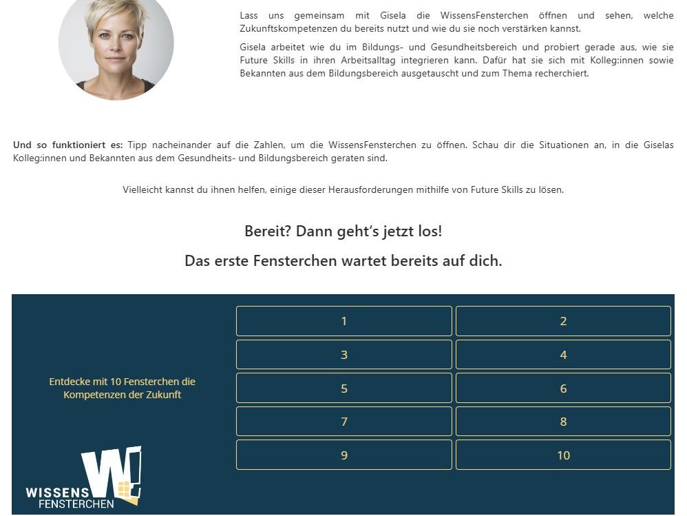 Blick in den Rise-Kurs, wo die Lernenden die Leitfigur Gisela kennenlernen Blick in den Rise-Kurs, wo die Lernenden die Leitfigur Gisela kennenlernen